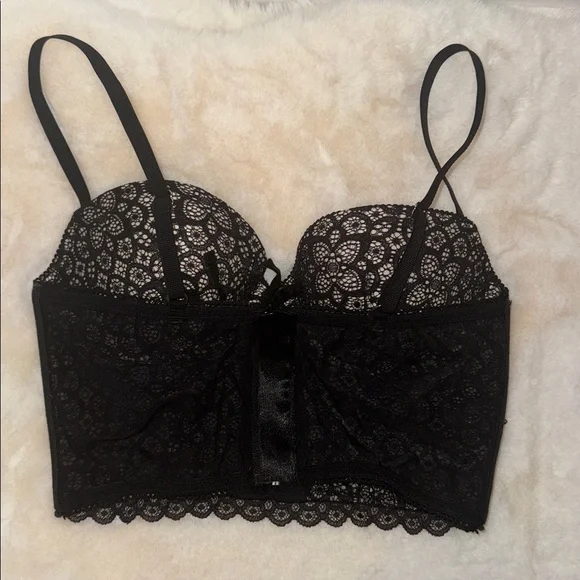 Victoria’s Secret Padded Demi Bustier Bra Top Black Lace Women’s 36B - Picture 9 of 15